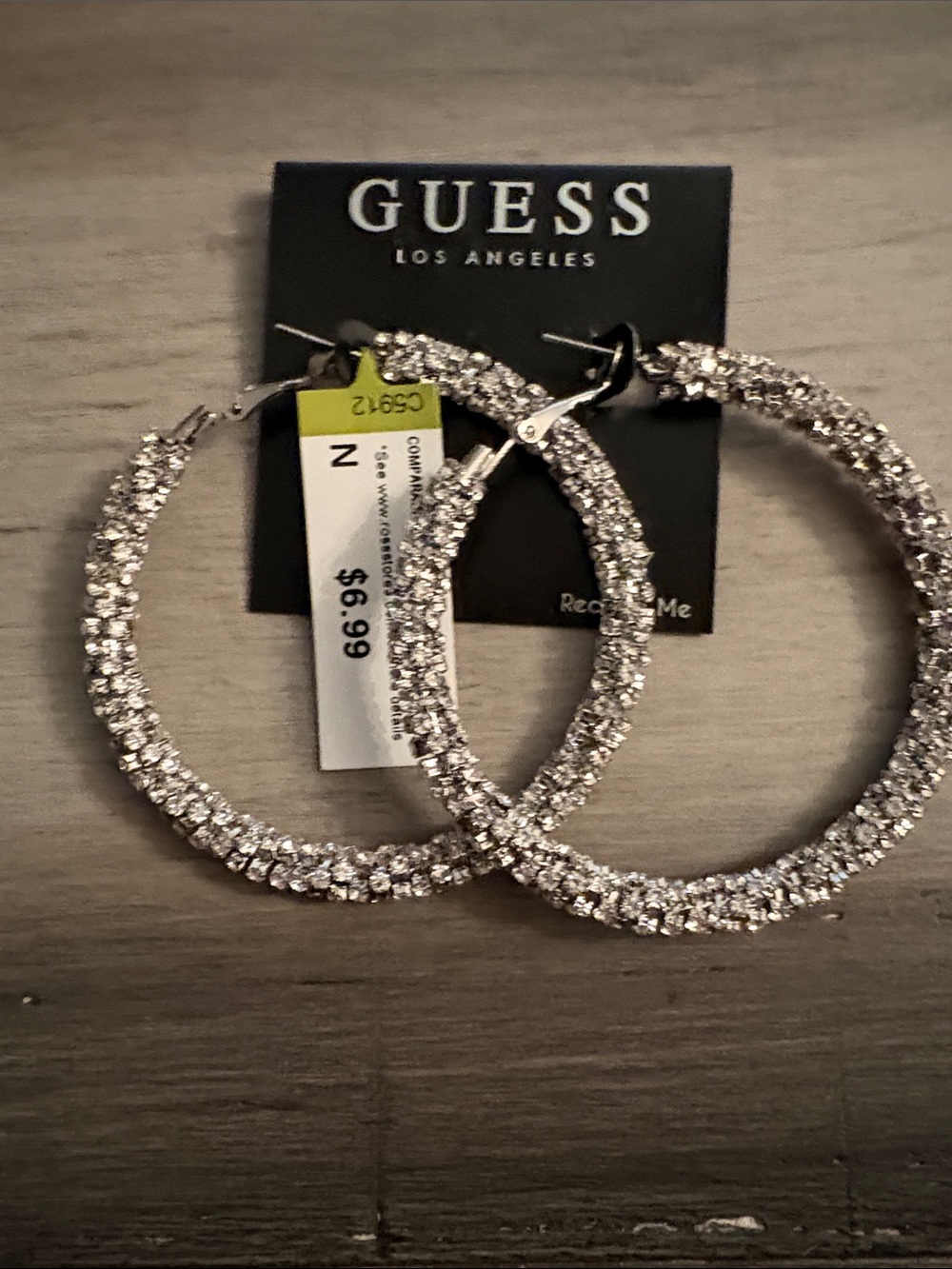 Never Worn - Guess Shimmer Large  Hoop Earrings